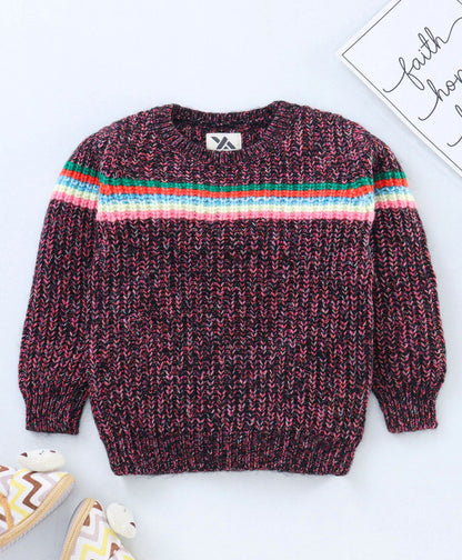 Girls Striped Round Neck  Sweater