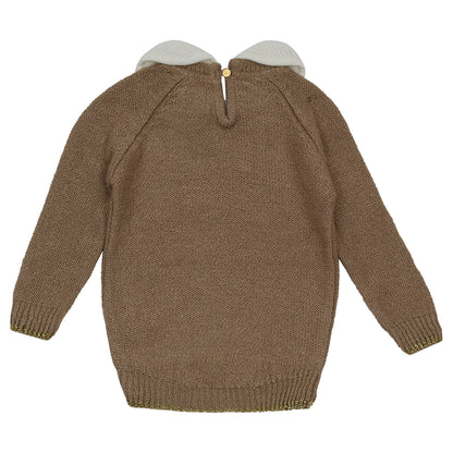 Yellow Aplle Elegant Knit Sweater with Peter Pan Collar – Sweet Style for Little Girls