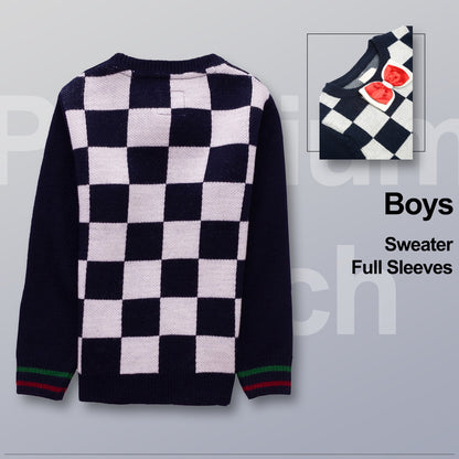 Boys Checkered Round Neck Sweater