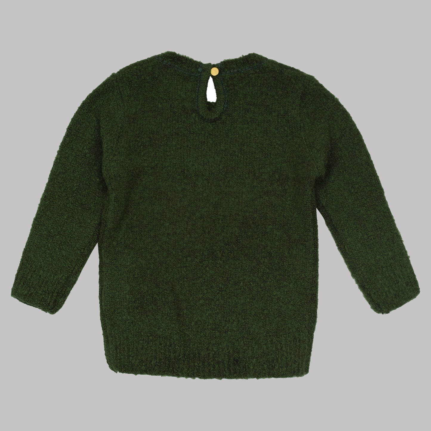 Girls Self Design Round Neck Full Sleeves Sweater Green Color