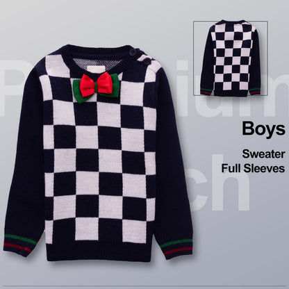 Boys Checkered Round Neck Sweater