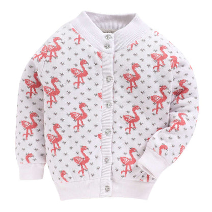 Baby Girls Embroidered High Neck White Sweater