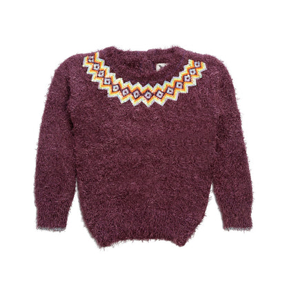 Girls Embellished Round Neck  Sweater