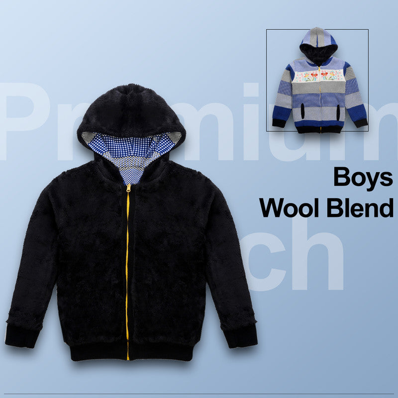 Girls Self Design Hoodie Blue color