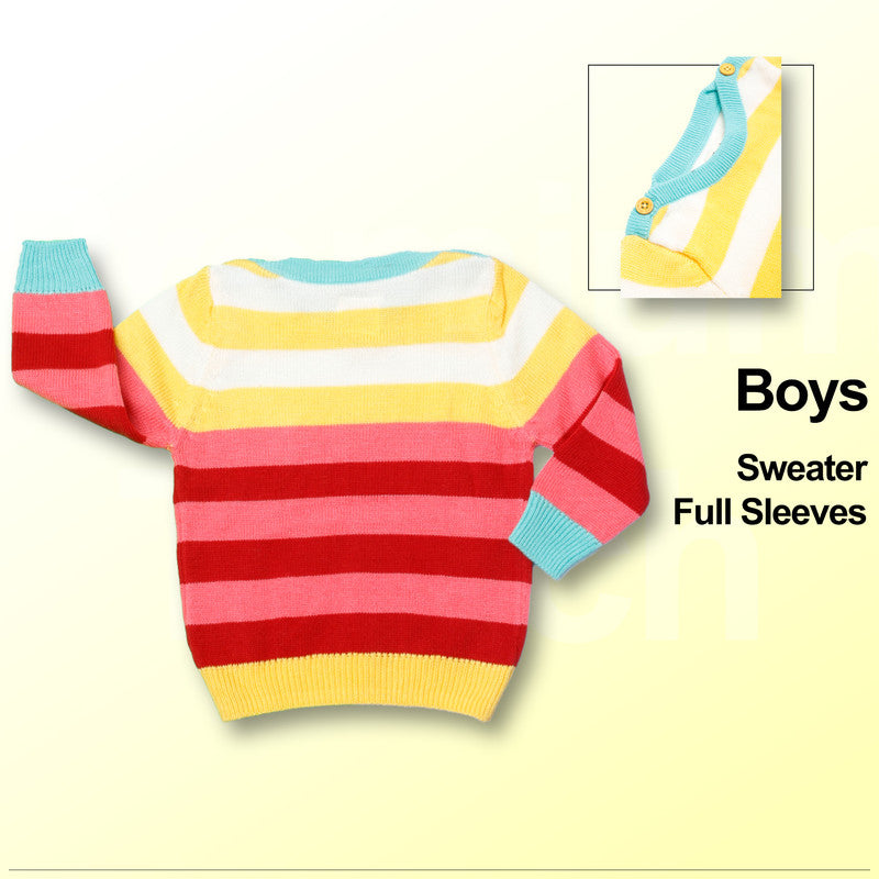 Yellow Apple- Trendy Striped Knit Sweater for Boys | Cozy Round-Neck Pullover | Winter Casual Wear
