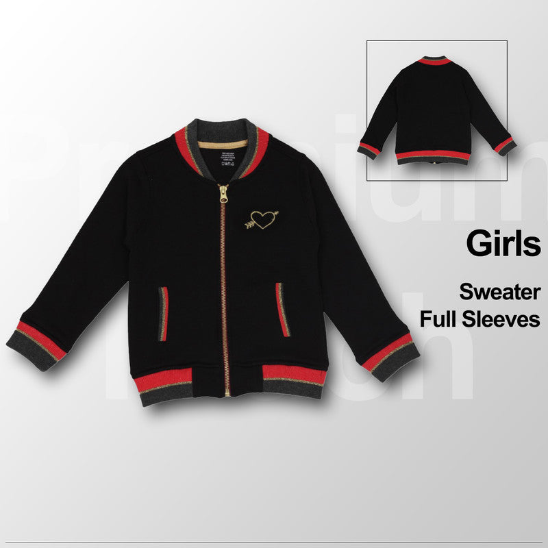 Baby Girls Self Design Round Neck Sweater