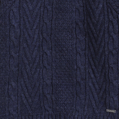 Girls Woven Round Neck Navy Sweater