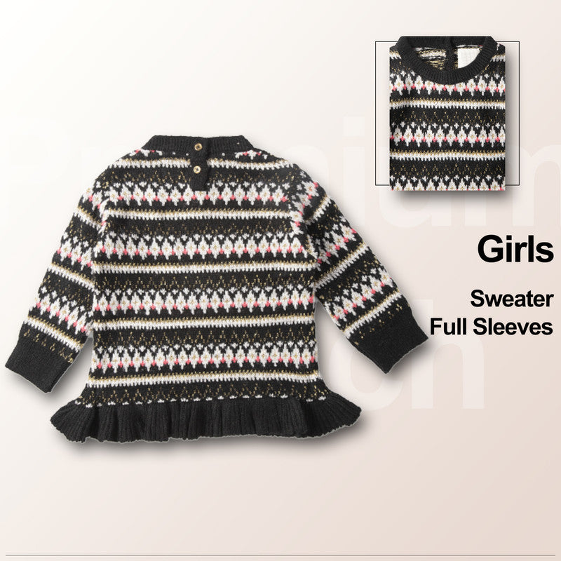 Beautiful Black Color Woolen Warm Sweater Full Sleeve for Girls