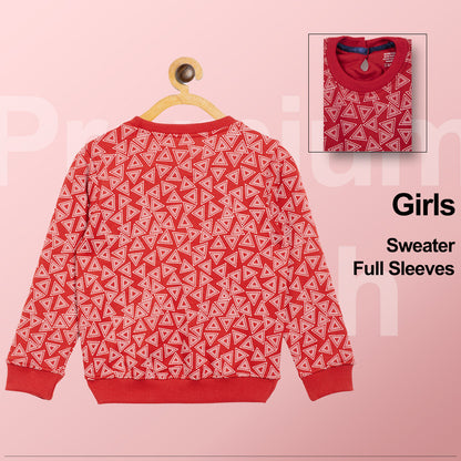 Girls Self Design Round Neck  Sweater