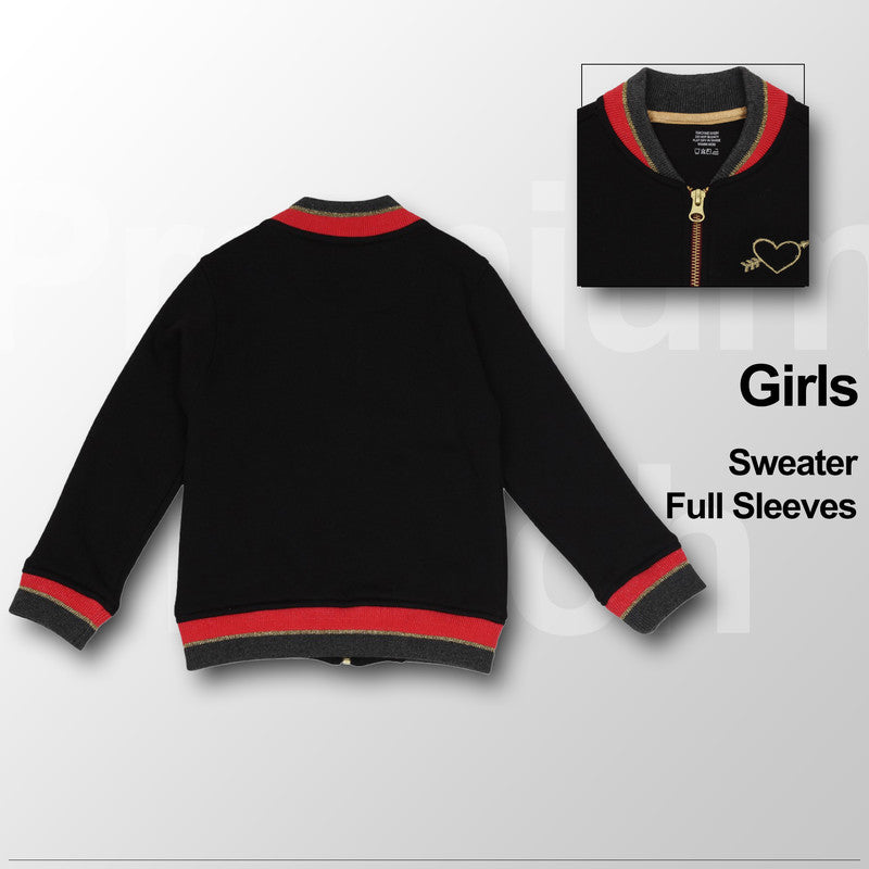 Baby Girls Self Design Round Neck Sweater