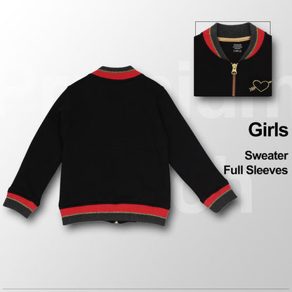 Baby Girls Self Design Round Neck Sweater