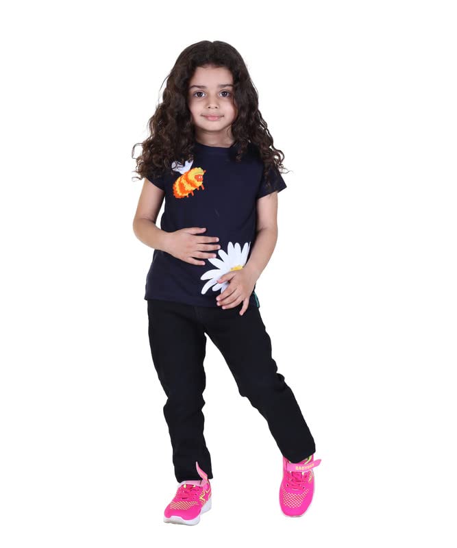 Yellow Apple Baby's & Girl's Regular Fit T-Shirt Half Sleeves Made with Pure Cotton