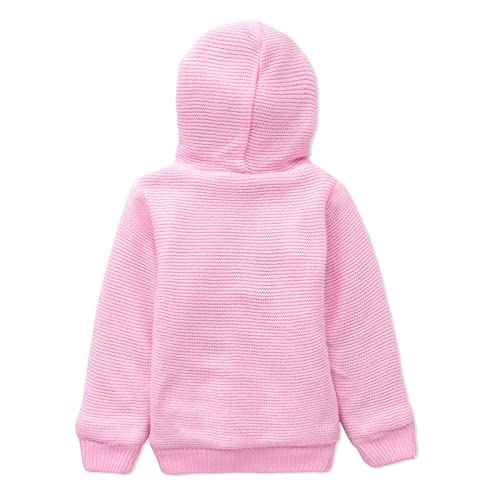Baby Girls Knitted Hooded Jacket with Cute Ears & Bow | Soft Winter Zip-Up Sweater Hoodie for Infants & Toddlers