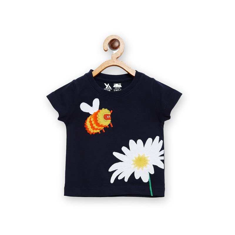 Yellow Apple Baby's & Girl's Regular Fit T-Shirt Half Sleeves Made with Pure Cotton