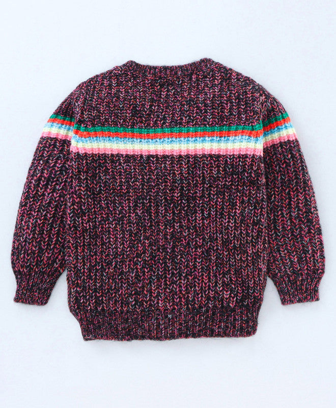 Girls Striped Round Neck  Sweater