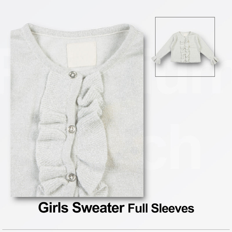 Beautiful White  Color Woolen Warm Sweater Full Sleeve for Girls