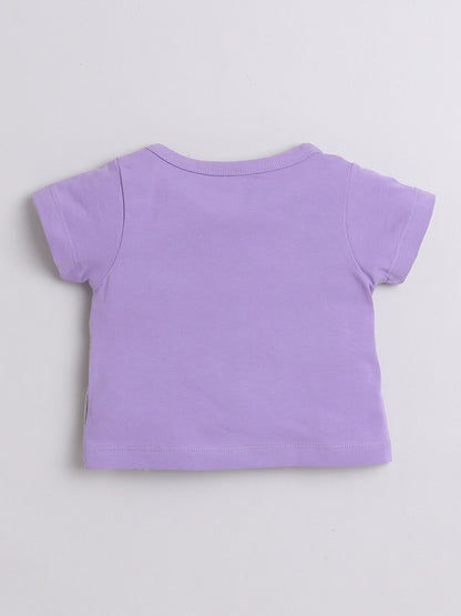 Baby Girls Self Design Cotton Blend Regular LILAC Color T Shirt