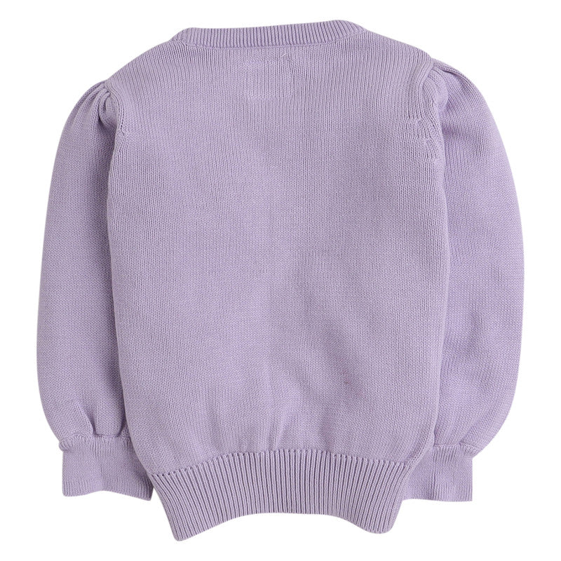 Girls Self Design Round Neck Sweater