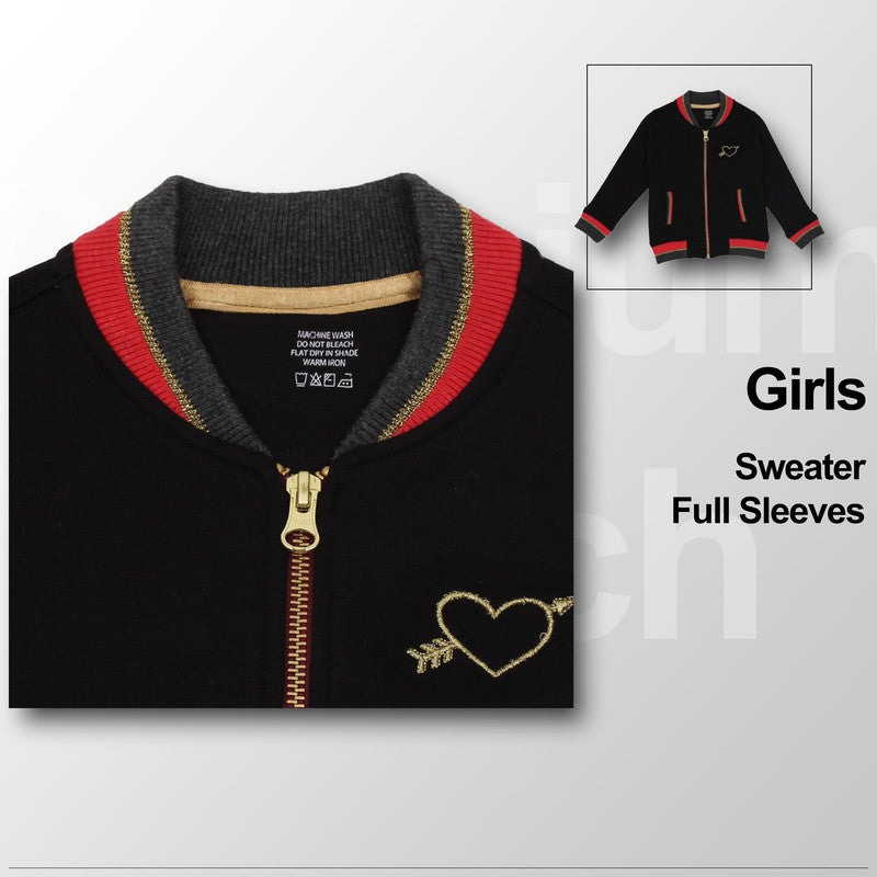 Baby Girls Self Design Round Neck Sweater