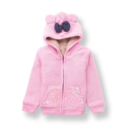 Kids Woolen Warm Hoody with Inner Fleece for Girls