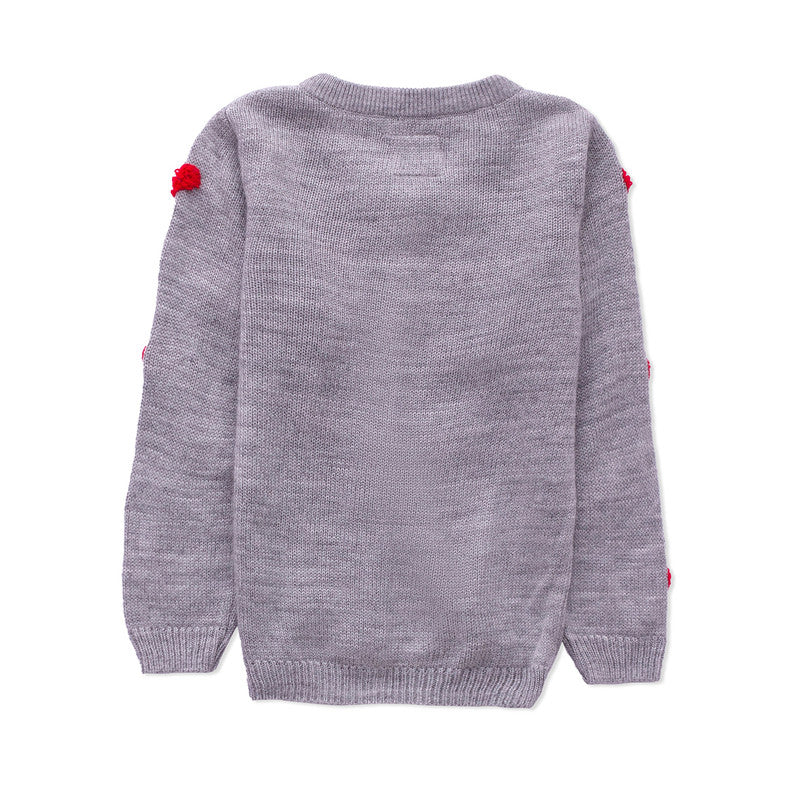 Yellow Apple- Heart Pattern Knit Cardigan for Girls | Cozy Button-Down Sweater | Winter Fashion Outfit