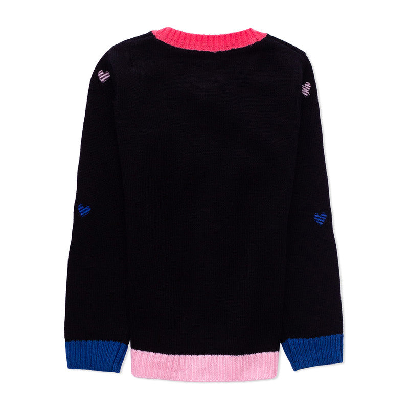 Yellow Apple- Cute Knit Cardigan for Girls | Adorable Heart Pattern Sweater with Button Closure