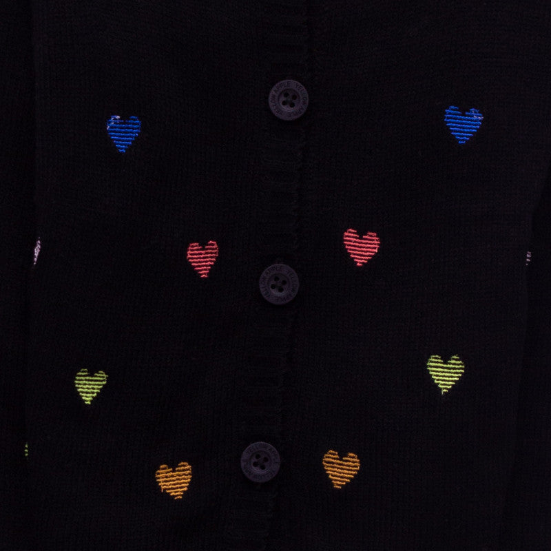 Yellow Apple- Cute Knit Cardigan for Girls | Adorable Heart Pattern Sweater with Button Closure