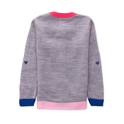 Yellow Apple- Cute Knit Cardigan for Girls | Adorable Heart Pattern Sweater with Button Closure