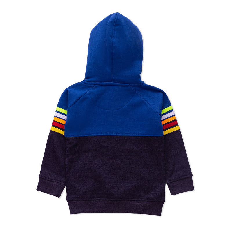 Yellow Apple- Trendy Kids’ Blue Rainbow Stripe Hoodie – Cozy Winter Wear for Boys