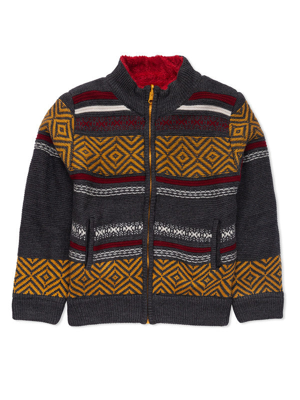 Baby Boys Striped High Neck Multicolor Sweater