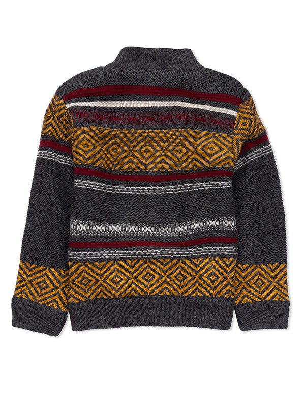 Baby Boys Striped High Neck Multicolor Sweater