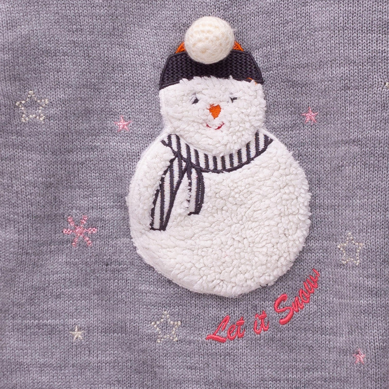 Kids Winter Knitted Sweater with Snowman Applique | Soft Full Sleeve Warm Pullover for Boys
