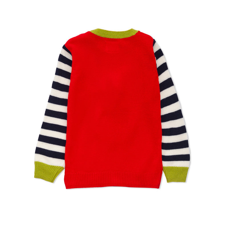 Kids Winter Knitted Sweater with Snowman Applique | Soft Full Sleeve Warm Pullover for Boys