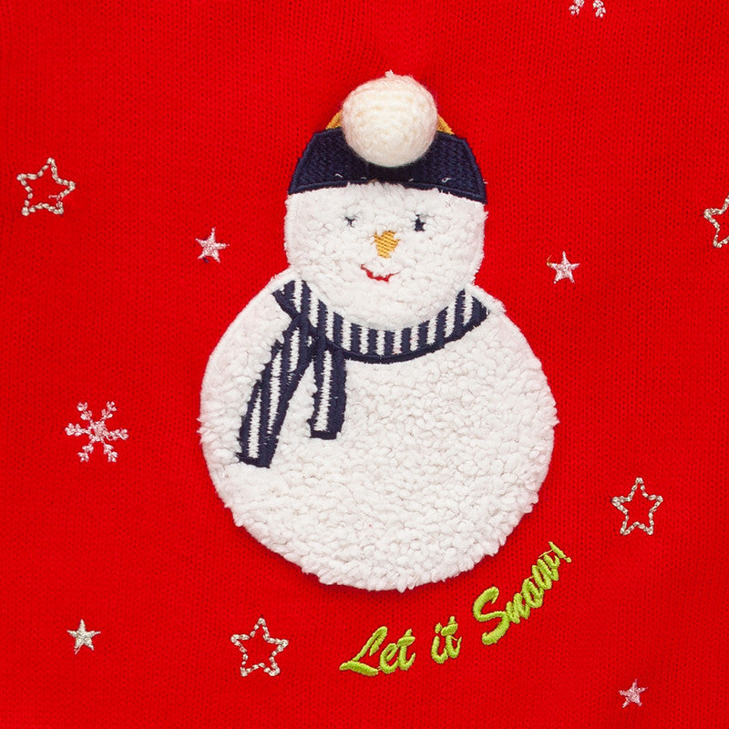 Kids Winter Knitted Sweater with Snowman Applique | Soft Full Sleeve Warm Pullover for Boys