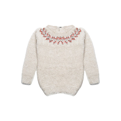 Girls Embellished Round Neck  Sweater