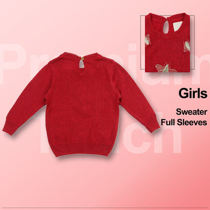 Baby Girls Self Design Round Neck Full Sleeve Sweater