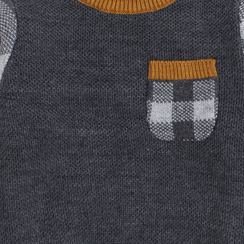 Boys Colorblock Round Neck  Sweater