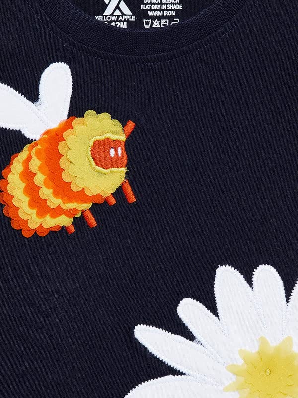 Yellow Apple Baby's & Girl's Regular Fit T-Shirt Half Sleeves Made with Pure Cotton