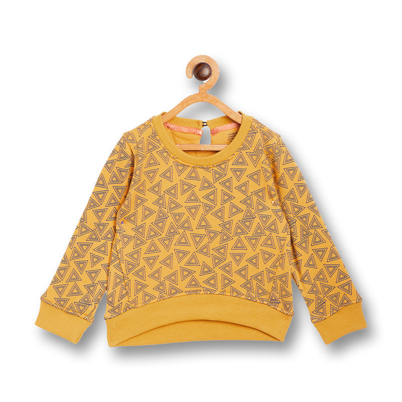 Girls Self Design Round Neck  Sweater