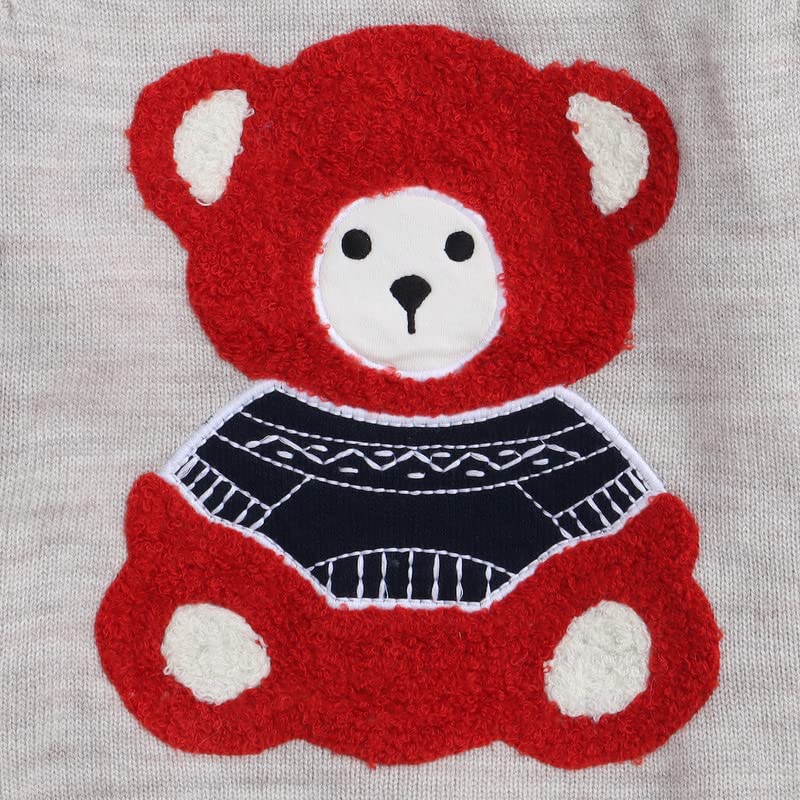 Cute Teddy Bear Print Warm Sweater Full Sleeve For Boys Yellow Apple