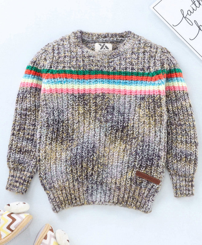 Girls Striped Round Neck  Sweater