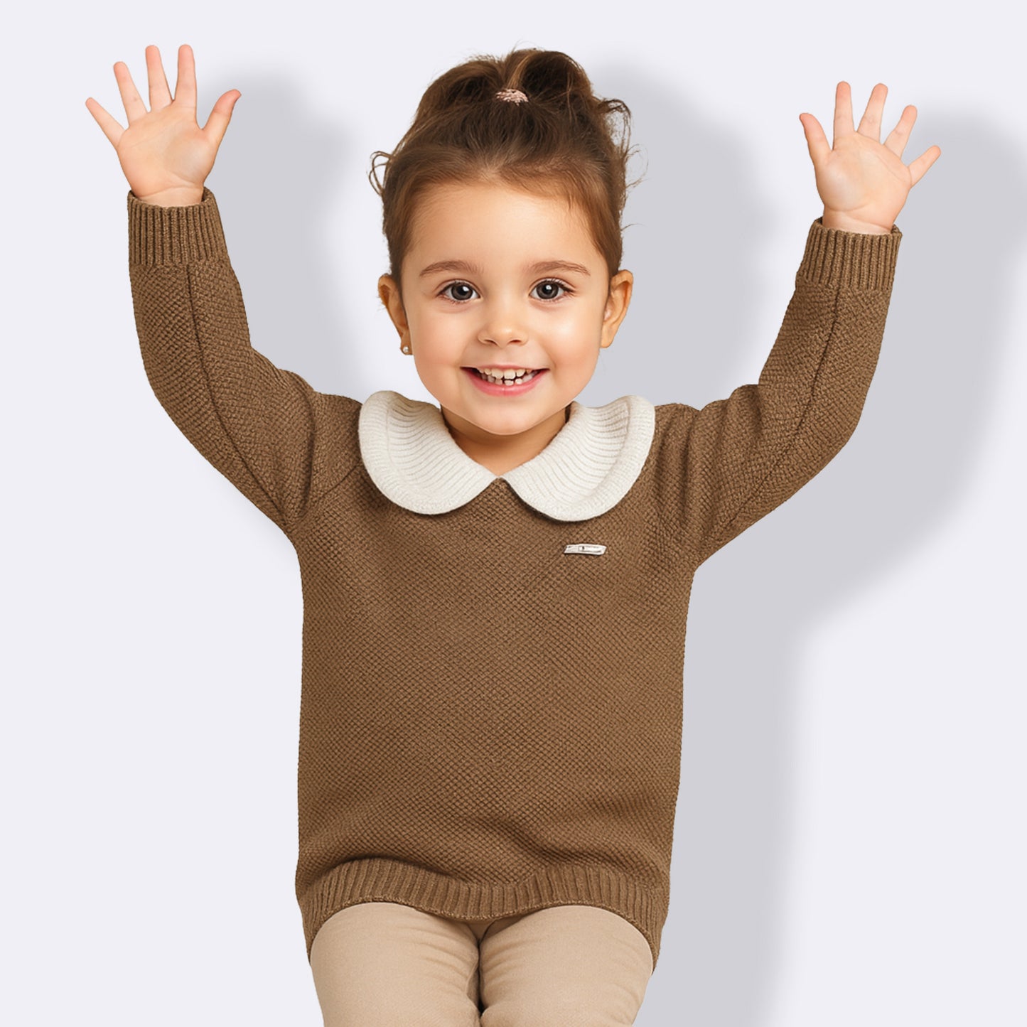 Yellow Aplle Elegant Knit Sweater with Peter Pan Collar – Sweet Style for Little Girls