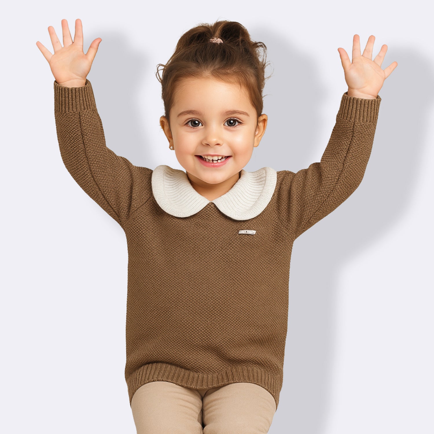 Elegant Knit Sweater with Peter Pan Collar – Sweet Style for Little Girls