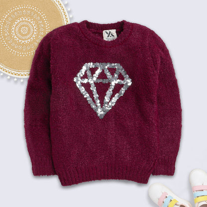 Yellow Apple Luxe Knit Sweater – Sparkle Style for Young Trendsetters