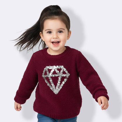 Yellow Apple Luxe Knit Sweater – Sparkle Style for Young Trendsetters