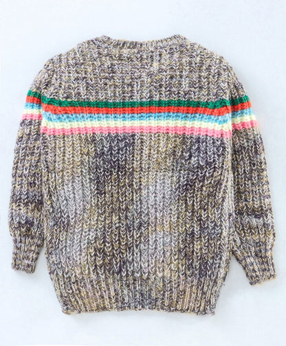 Girls Striped Round Neck  Sweater