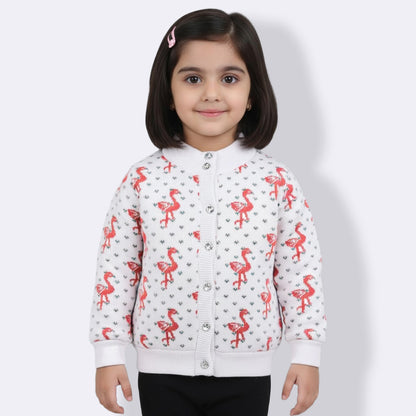 Baby Girls Embroidered High Neck White Sweater