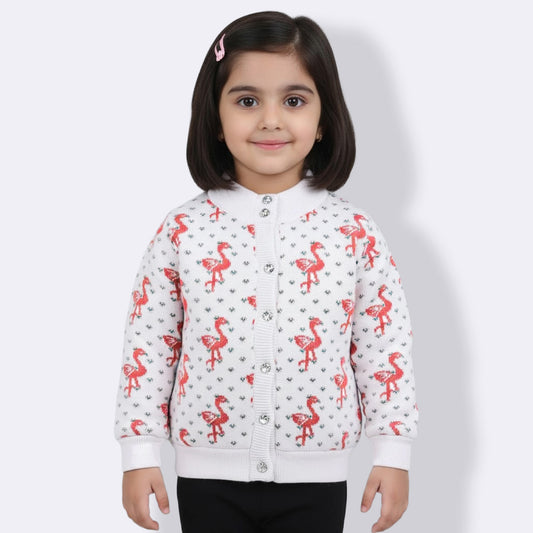 Baby Girls Embroidered High Neck White Sweater