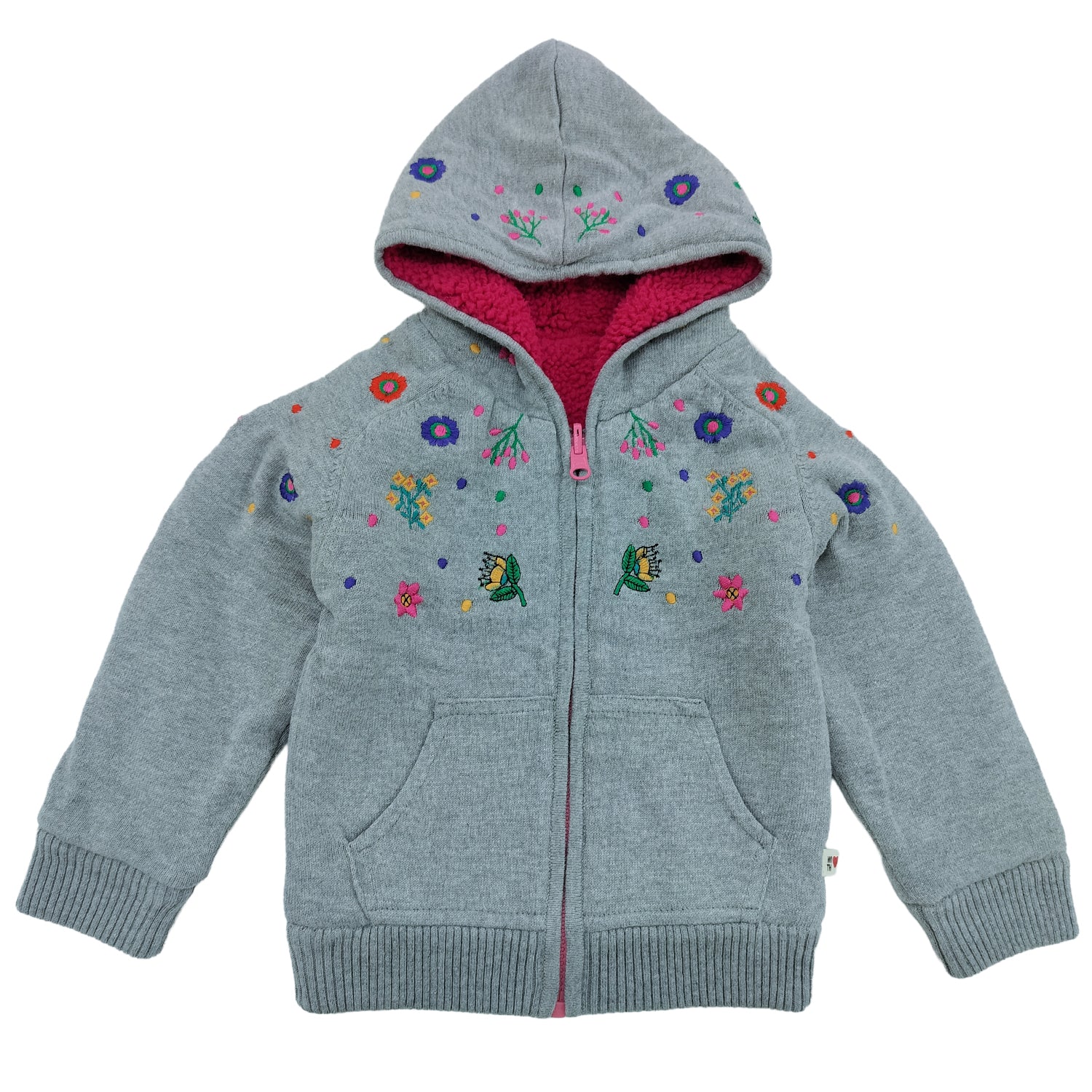 Beautiful Flower Print Hoody With Inner Fleece for Girls
