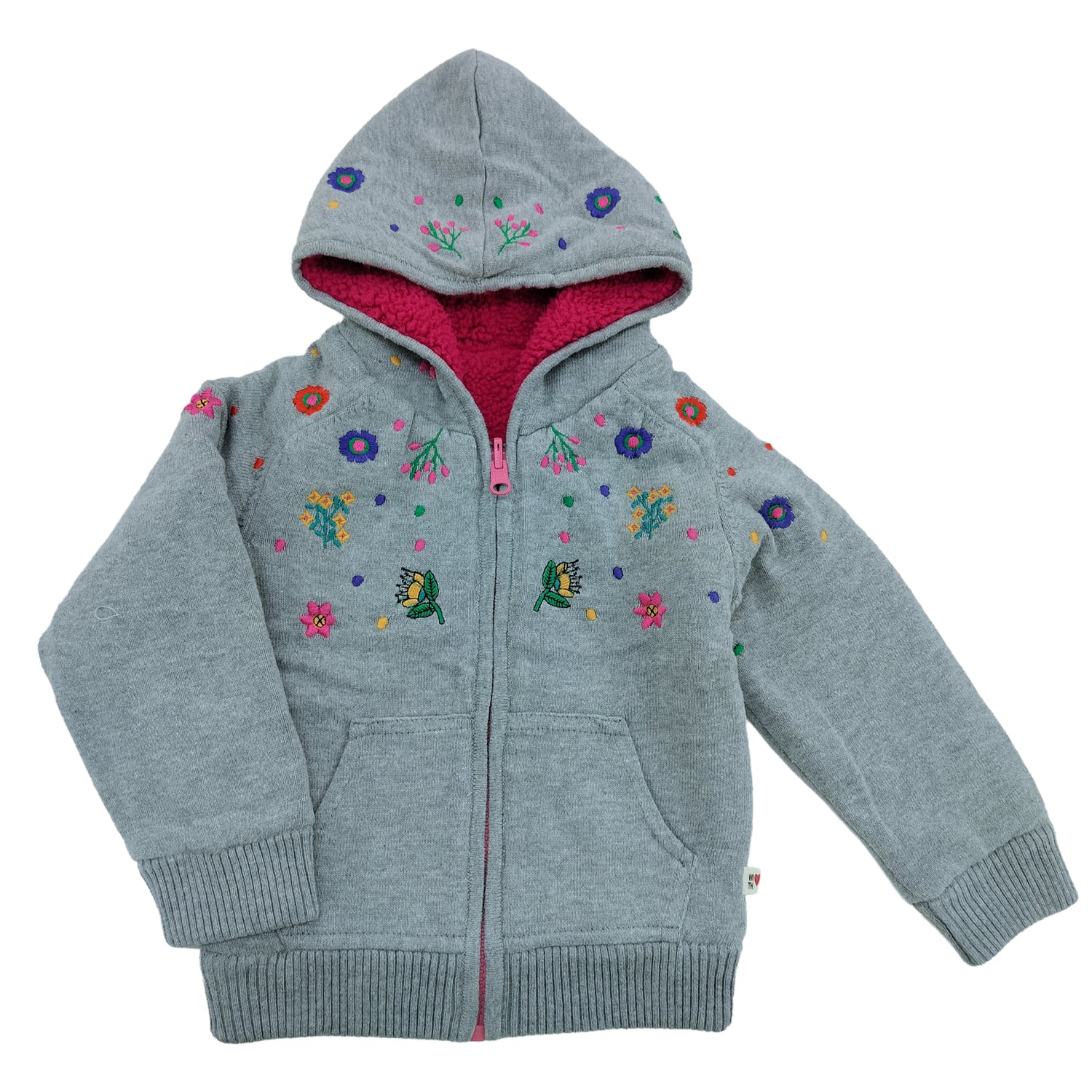 Beautiful Flower Print Hoody With Inner Fleece for Girls